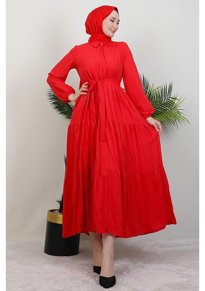 Evren Düğmeli Elbise Nar Çiçeği fırsatları