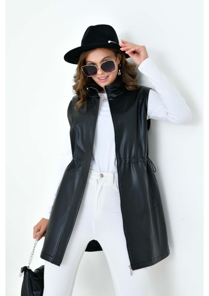 Kadın Deri Yelek Siyah fiyatları