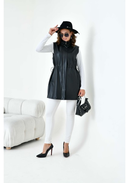 Kadın Deri Yelek Siyah modelleri