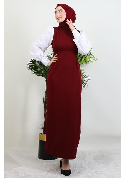 Ekin Tesettür Elbise Bordo modelleri