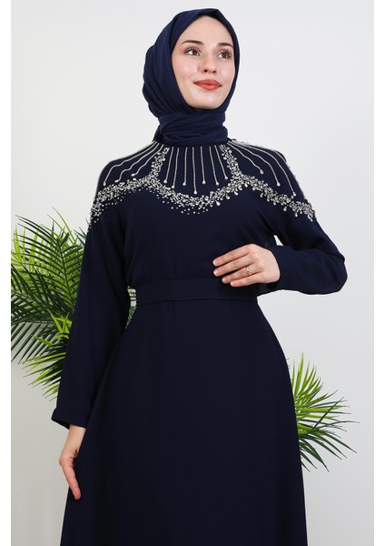 Nisan Taşlı Elbise Koyu Lacivert indirimleri