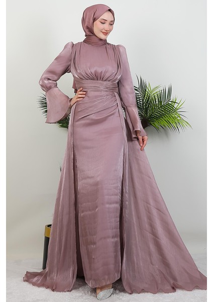 Kolu Volanlı Yoryo Elbise Pudra fiyatları