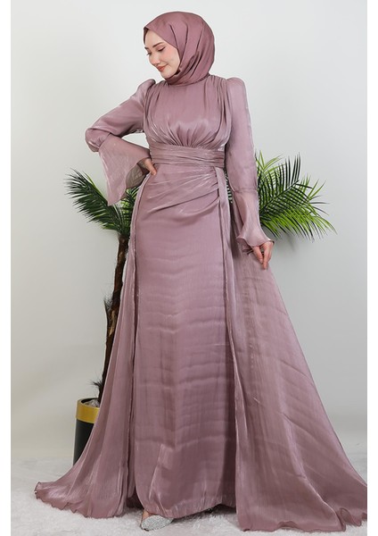 Kolu Volanlı Yoryo Elbise Pudra fırsatları