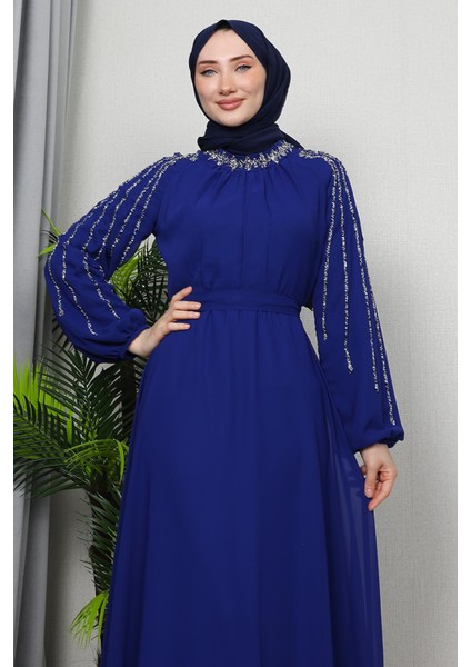 Semra Tesettür Elbise Gece Mavi indirimleri
