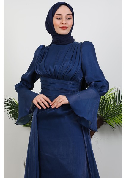 Kolu Volanlı Yoryo Elbise Lacivert indirimleri