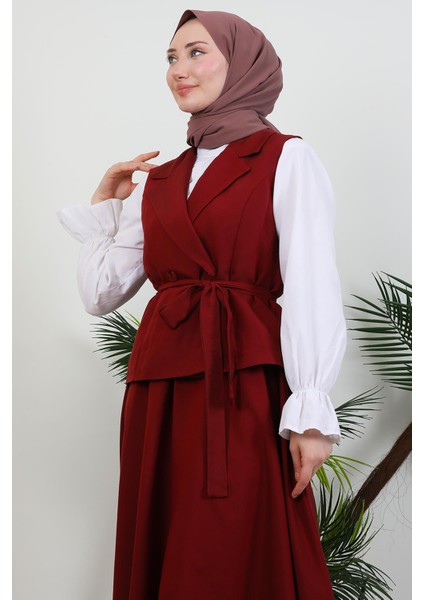 Yakalı Etekli Takım Bordo indirimleri