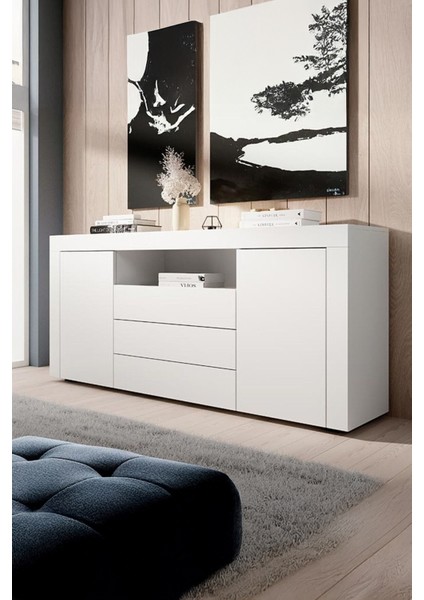 Konsol Şık Büfe Modern ve Zarif Konsol Mat Beyaz Büfe