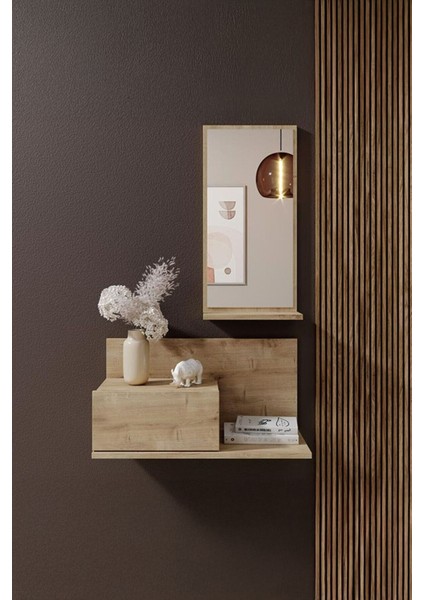 Safir Renginde Çekmeceli ve Aynalı Duvar Ünitesi