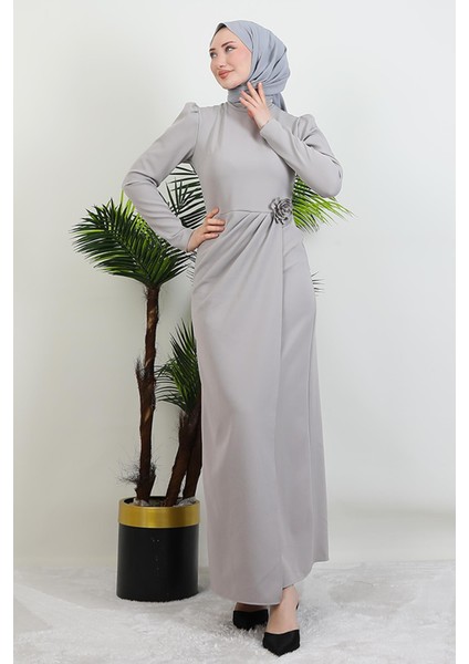 Sedef Güllü Elbise Gri