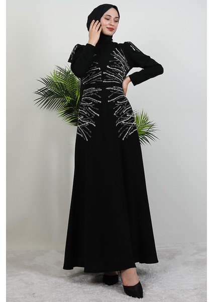 Mia Taşlı Tesettür Elbise Siyah fiyatları
