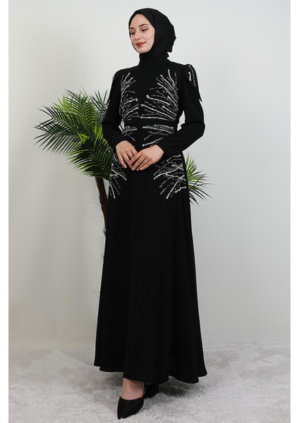 Mia Taşlı Tesettür Elbise Siyah fırsatları