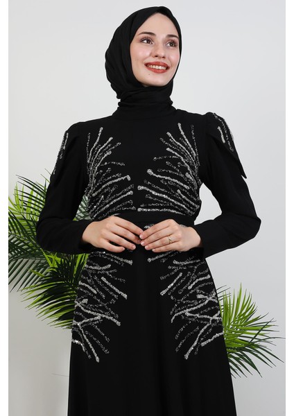 Mia Taşlı Tesettür Elbise Siyah indirimleri