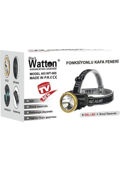 Watton Barete Takılabilir Şarjlı Kafa Feneri LED Işıklı, Ayarlanabilir Kafa Bandı, Uzun Pil Ömrü fırsatları