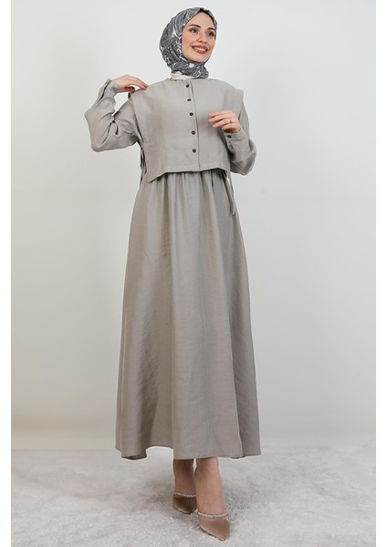 Ebra Modal Elbise Bej