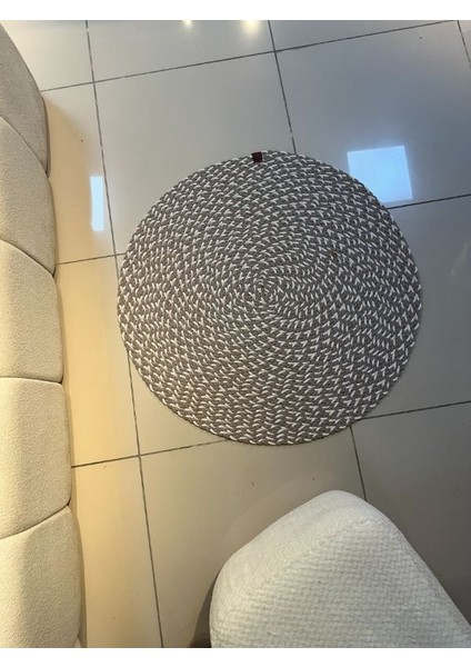 Loom Jüt Çift Taraflı Yıkanabilir Örgü Kilim Yuvarlak Halı Paspas Mutfak Banyo Balkon Kahve Beyaz modelleri