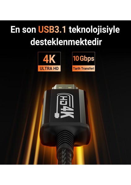 USB-C to HDMI 4K HDR Destekli 1.8 Metre Video Aktarım Kablosu - C1-10 (Acefast Türkiye Garantili)