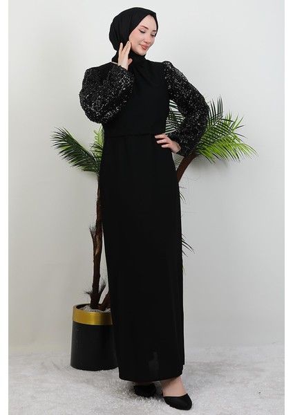 Kolu Pullu Taşlı Elbise Siyah fiyatları