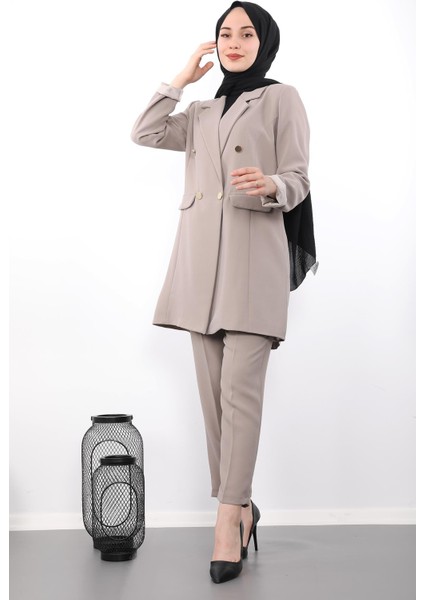 Blazer Ceket Takım Vizon