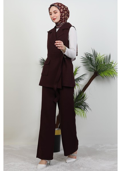 Tek Cepli Kruvaze Yaka Takım Mürdüm fiyatları