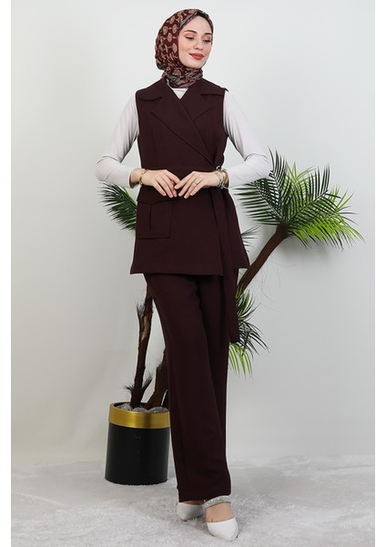 Tek Cepli Kruvaze Yaka Takım Mürdüm fırsatları