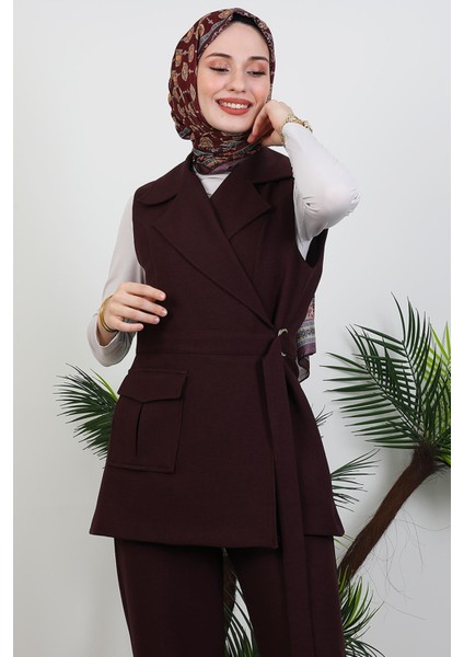 Tek Cepli Kruvaze Yaka Takım Mürdüm indirimleri