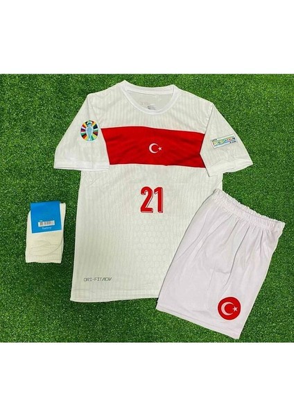 Euro 2024 Türkiye Barış Alper 21 Numara Deplasman Çocuk Forması 3 Lü Set (Beyaz) fırsatları