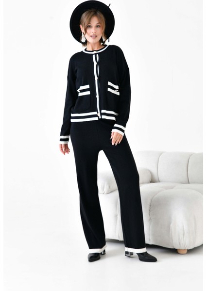 Kadın Çizgi Detaylı Atletli Takım Siyah indirimleri
