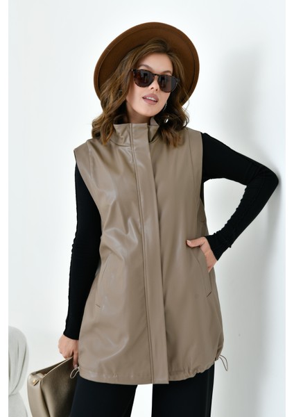 Kadın Deri Yelek Beige fiyatları
