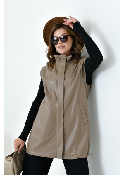 Kadın Deri Yelek Beige modelleri