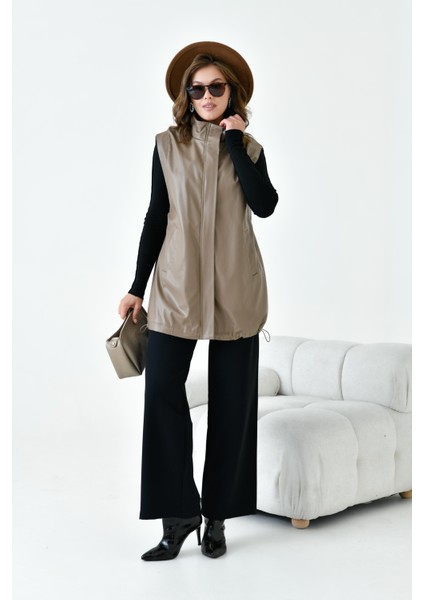 Kadın Deri Yelek Beige fırsatları