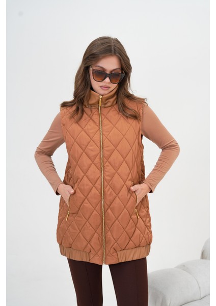 Kadın Kapitone Yelek Tarçın modelleri
