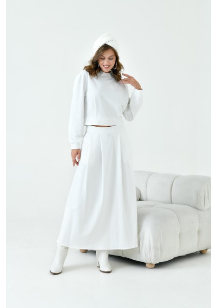 Kadın Bebe Yaka Etekli Iki Ip Takım Ekru fiyatları