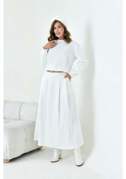 Kadın Bebe Yaka Etekli Iki Ip Takım Ekru fırsatları