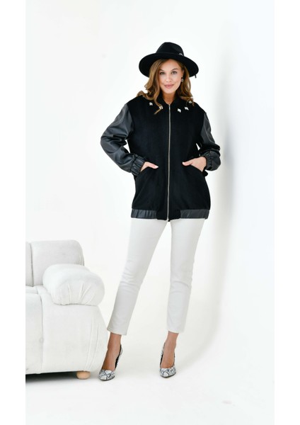 Kadın Kaşe Kaban Siyah