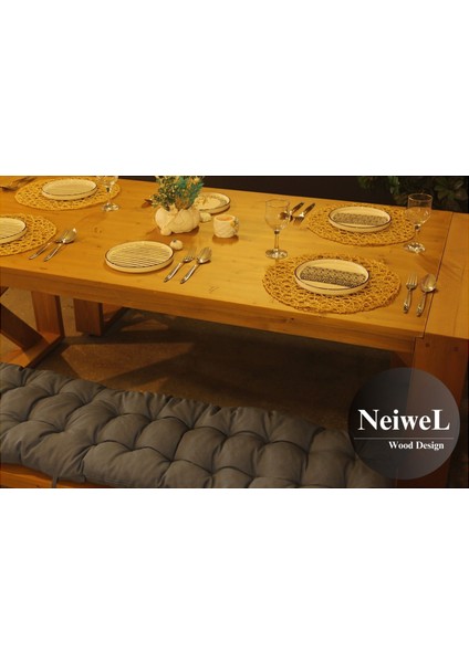 Velmar Doğal Ahşap Banklı Yemek Masası Takımı - 80CM-200CM