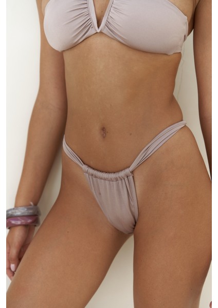Bunga Büzgü Detay Kalın Bantlı Lila Bikini Altı fırsatları