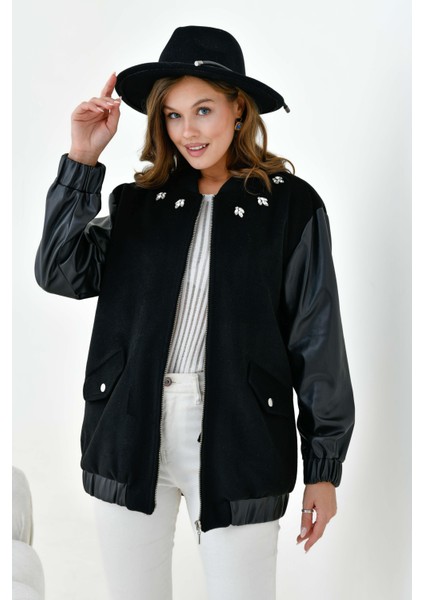 Kadın Kaşe Kaban Siyah fırsatları