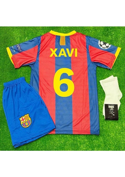 #barcelona. 2011 Retro #6 Xavi Çocuk Forması 3lü Set