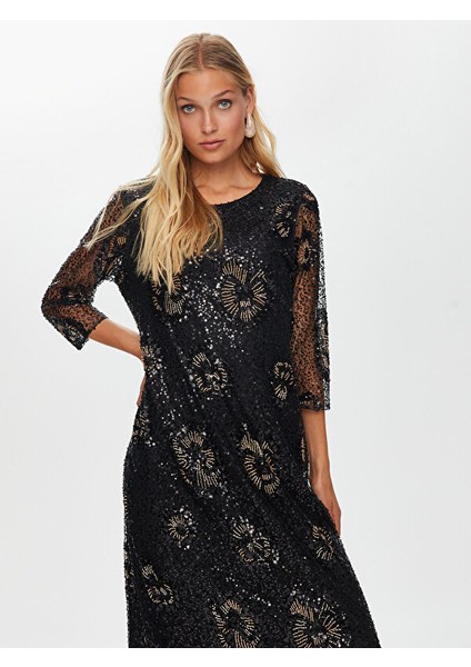 Çiçek Desen Işlemeli Yarım Kol Abiye Elbise W26ABY002 fiyatları