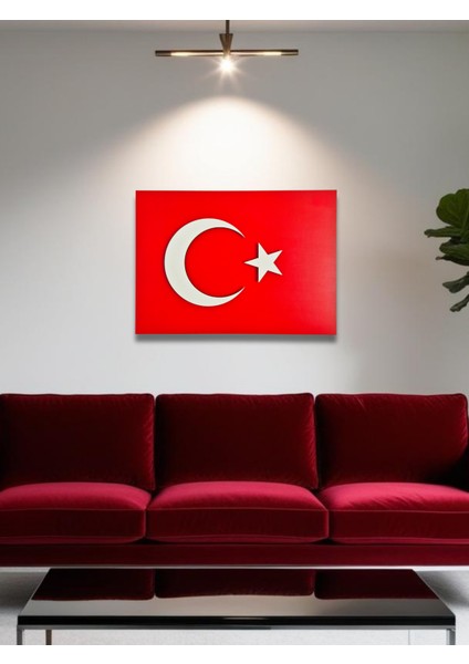 Türk Bayrağı Mdf Duvar Tablosu 51X71 cm - 18MM Kalınlık - Ahşap