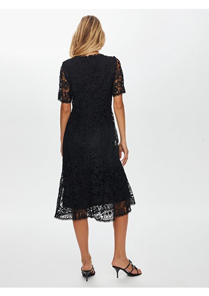Dantel Mıdı Boy Kısa Kol Abiye Elbise W26ABY005 fırsatları