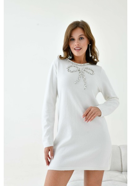 Kadın Taş Detaylı Tunik Ekru modelleri