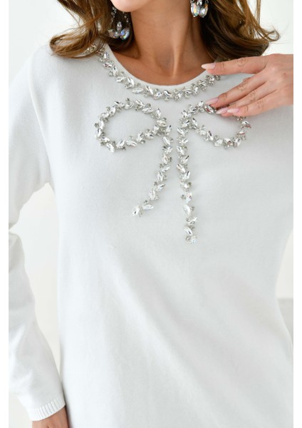 Kadın Taş Detaylı Tunik Ekru fırsatları