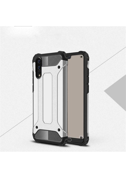 Huawei P20 Kılıf Zırh Tank Sert Korumalı Silikon Crash Silikon Kapak