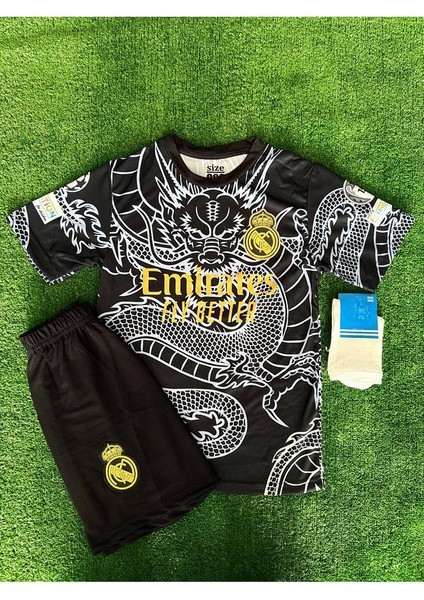 'real'madrid' Kylian Mbappe 9 Dragon Desenli Özel Tasarım Çocuk Forması 3'lü Takım fiyatları