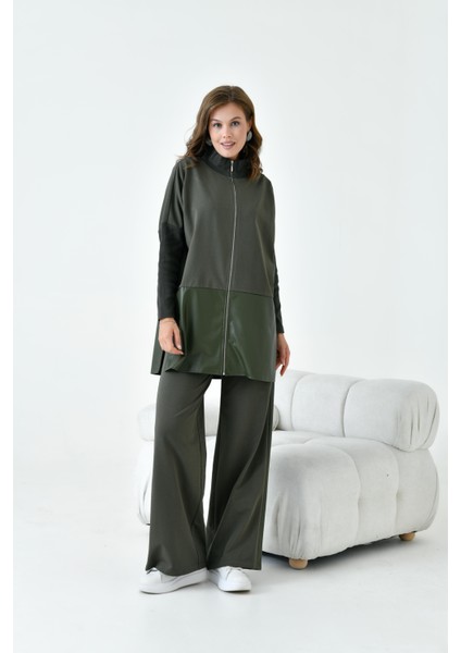 Kadın Deri Iki Ip Takım Haki indirimleri