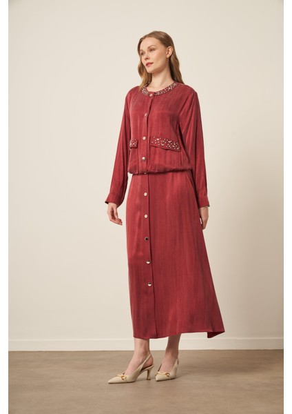 Kadın Cupra Etekli Takım Bordo