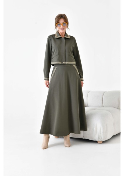 Kadın Iki Ip Taşlı Takım Haki