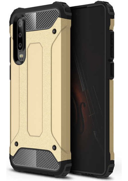 Huawei P30 Kılıf Zırh Tank Sert Korumalı Silikon Crash Silikon Kapak