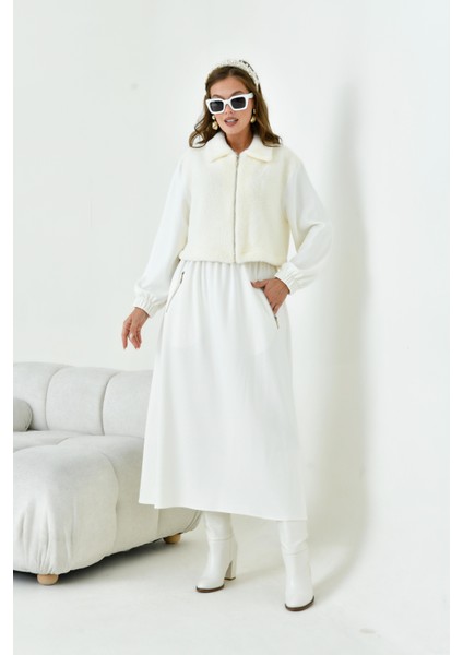 Kadın Angora Etekli Takım Ekru fırsatları